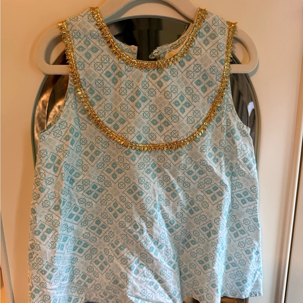 Elegant Blue and Gold Women's Top